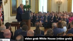 El presidente de EEUU, Donald Trump, en un evento en la Casa Blanca, Washington, D.C., 12 de junio del 2025.